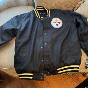 NFL Black and Yellow Team Apparel Jacket with Striped Ribbed Collar